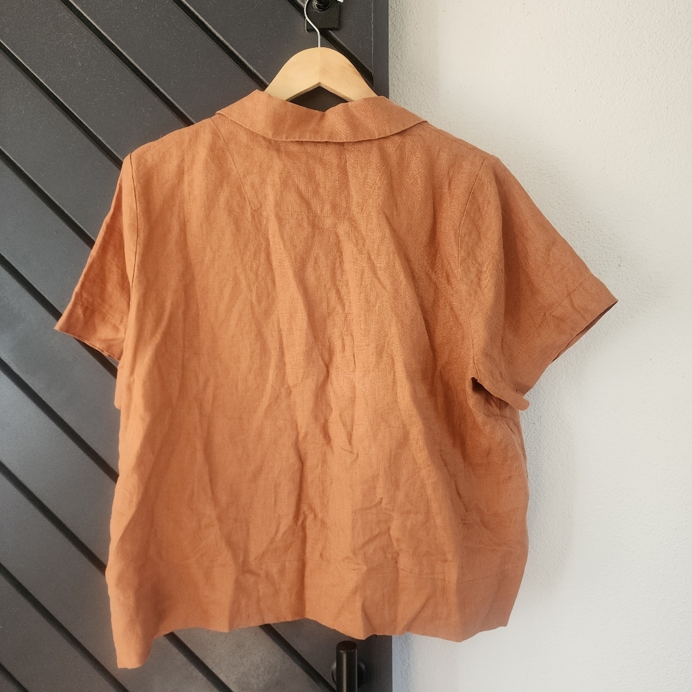 Discontinued Quince 100% European Linen Button Up Shirt - Terracotta Size Large - Picture 5 of 5